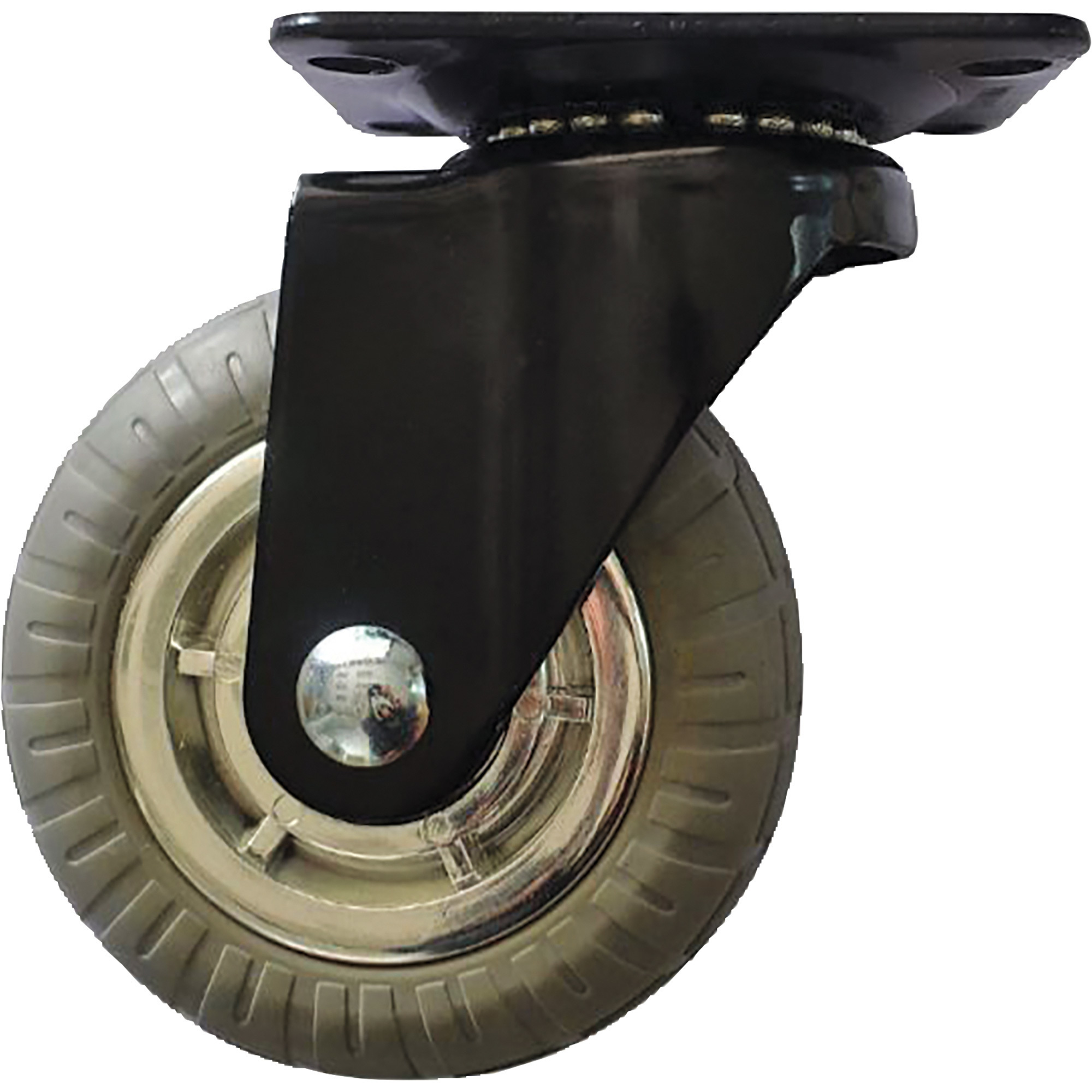 Shepherd 4in. Chrome Spoked Polyurethane Soft Rubber Tread Swivel Caster, 4-Pk., 220-Lb. Capacity, Plate Mount